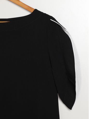 Blusa Manga Curta Plus Size Feminina PRETO