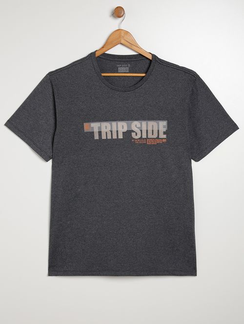 Camiseta Manga Curta Plus Size Masculina MESCLA ESCURO