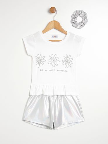 Conjunto Curto Kid+ Infantil Para Menina - PRATA