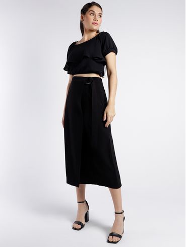 Saia Midi Autentique Feminina PRETO