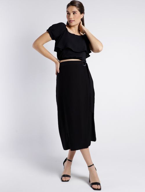 Blusa Ciganinha Cropped Feminina PRETO