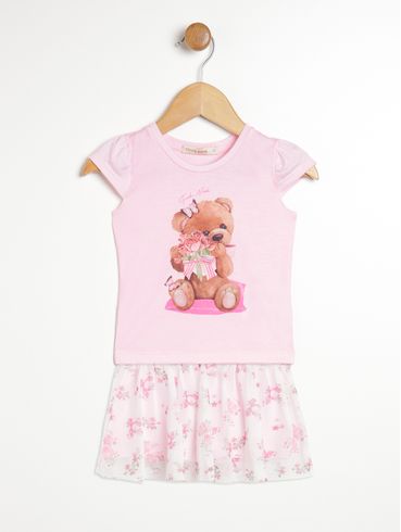 Conjunto Curto Infanti Para Bebê- ROSA