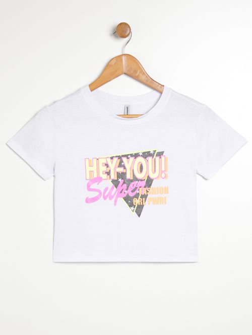Blusa Manga Curta Juvenil Para Menina - BRANCO