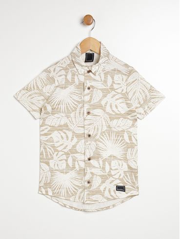 Camisa Manga Curta Juvenil Para Menino - CREME
