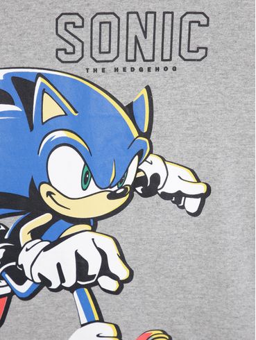 Camiseta Manga Curta Sonic Juvenil Para Menino - Mescla