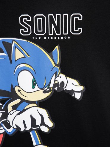Camiseta Manga Curta Sonic Juvenil Para Menino - Preto