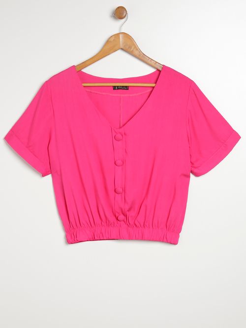 Blusa Manga Curta Plus Size Feminina ROSA