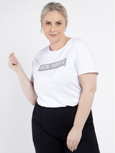 Blusa Manga Curta Habana Plus Size Feminina BRANCO