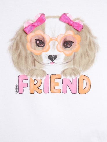 Blusa Manga Curta Infantil Para Menina - BRANCO