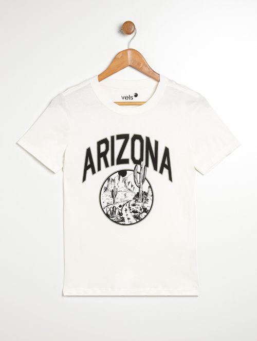 Camiseta Manga Curta Vels Juvenil Para Menino - OFF WHITE