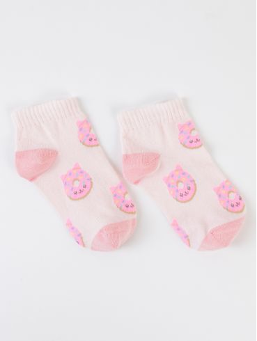 Meia Cano Curto Selene Juvenil Para Menina - Rosa/Rosa