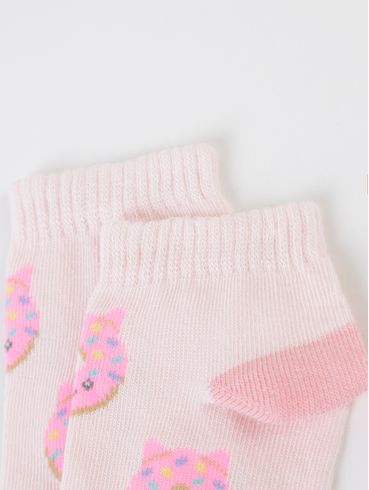 Meia Cano Curto Selene Juvenil Para Menina - Rosa/Rosa