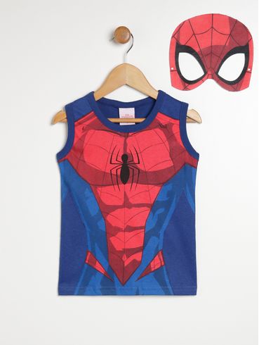 Camiseta Regata Homem Aranha Infantil Para Menino AZUL