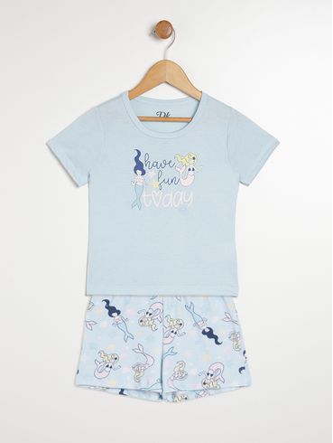 Pijama Infantil Para Menina - AZUL CLARO
