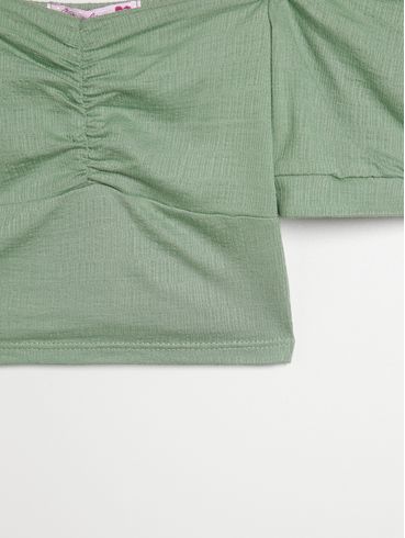Blusa Manga Curta Juvenil Para Menina - VERDE