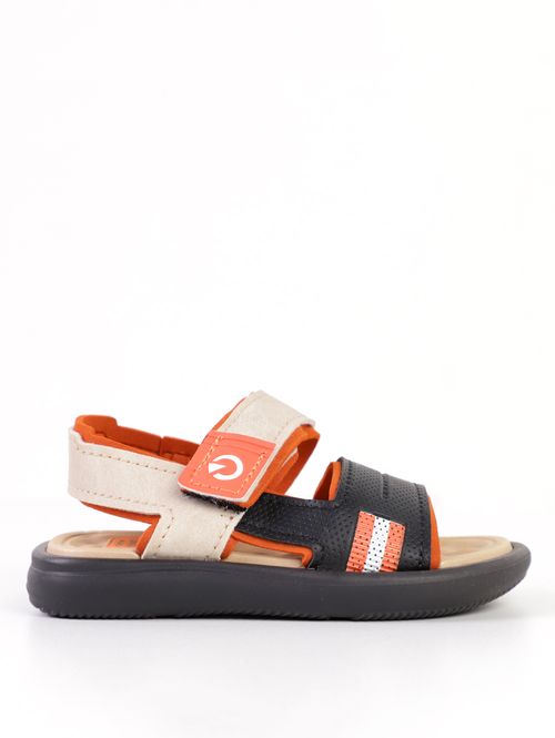 Sandália Cartago Infantil Para Bebê Menino - PRETO/BEGE/LARANJA