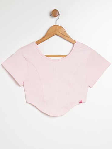Blusa Manga Curta Juvenil Para Menina - ROSA