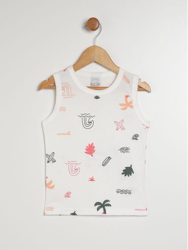 Camiseta Regata Infantil Para Menino - OFF WHITE