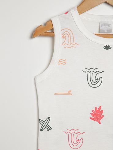Camiseta Regata Infantil Para Menino - OFF WHITE