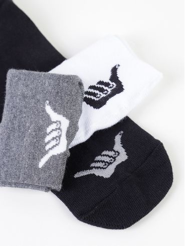 Kit com 03 Meias Hang Loose Femininas PRETO/BRANCO/CHUMBO