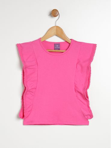 Blusa Manga Curta Infantil Para Menina - PINK