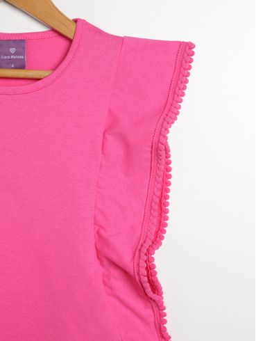 Blusa Manga Curta Infantil Para Menina - PINK