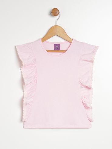 Blusa Manga Curta Infantil Para Menina - ROSA