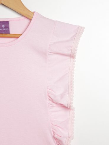 Blusa Manga Curta Infantil Para Menina - ROSA