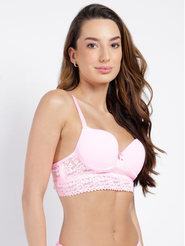 Conjunto Lingerie com Renda Feminino ROSA