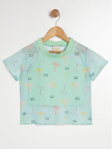 Blusa com Sobreposição Infantil Para Menina - VERDE
