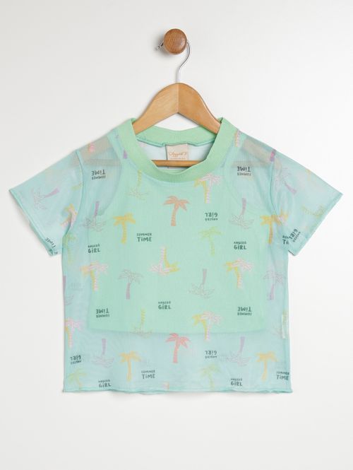 Blusa com Sobreposição Infantil Para Menina - VERDE