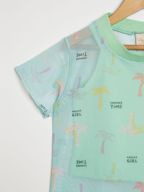 Blusa com Sobreposição Infantil Para Menina - VERDE