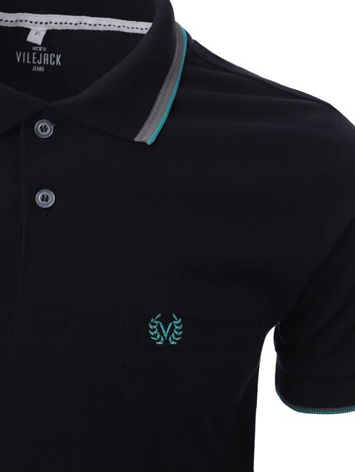 Polo Manga Curta Vilejack Masculina PRETO