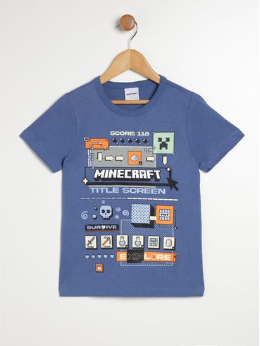 Camiseta Minecraft Infantil Para Menino - AZUL