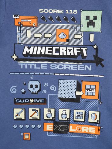Camiseta Minecraft Infantil Para Menino - AZUL