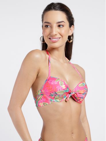 Biquíni Top Estampado Com Bojo Feminino ROSA