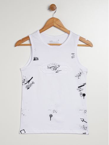 Camiseta Regata Juvenil Para Menino - BRANCO