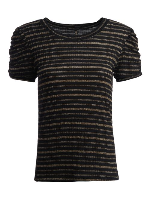 Blusa Manga Curta Feminina PRETO/DOURADO