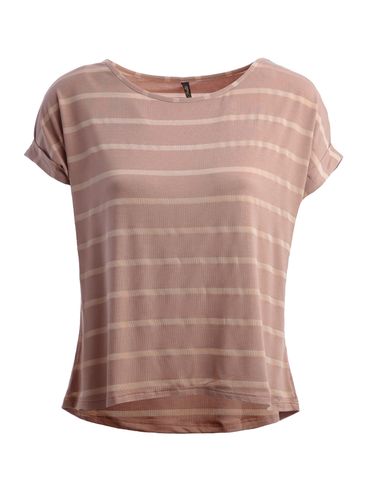 Blusa Manga Curta Listrada Feminina BEGE