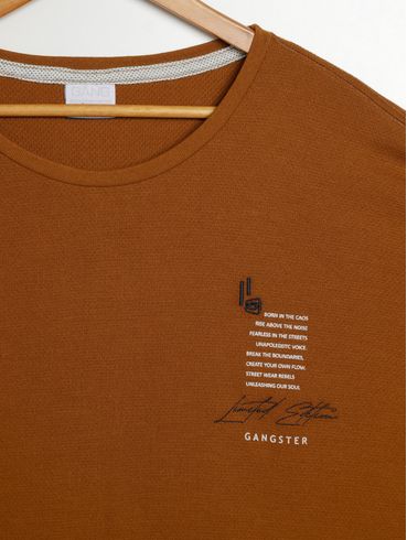 Camiseta Gangster Plus Size Masculina CARAMELO