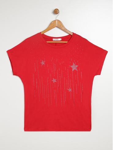 Blusa Manga Curta Plus Size Feminina VERMELHO