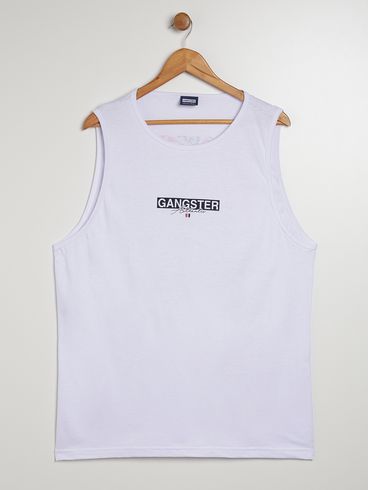 Camiseta Regata Gangster Plus Size Masculina BRANCO