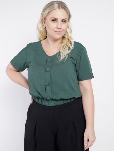 Blusa Manga Curta Plus Size Feminina VERDE