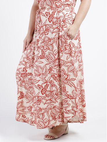 Saia Longa Estampada Autentique Feminina VERMELHO