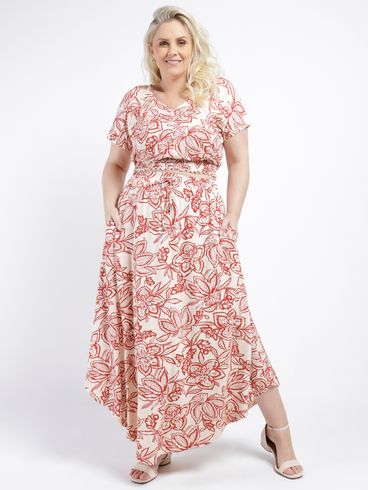 Saia Longa Estampada Autentique Feminina VERMELHO