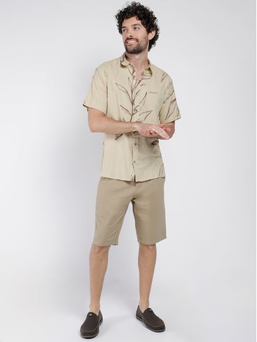 Camisa Manga Curta Gangster Masculina BEGE