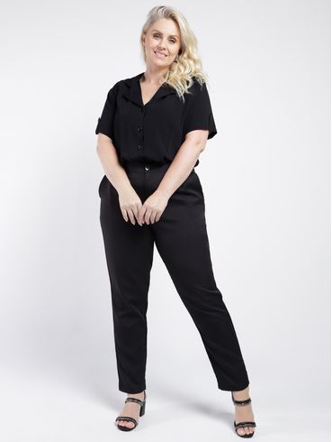 Blusa Manga Curta Plus Size Feminina PRETO