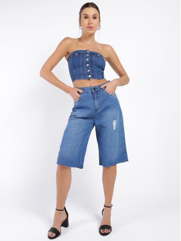 Jorts Jeans Feminino AZUL