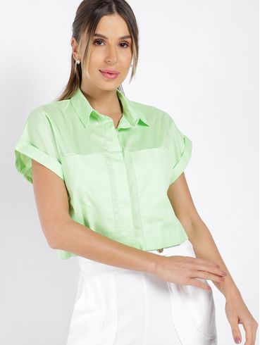 Camisa Cropped Autentique Feminina Verde Claro