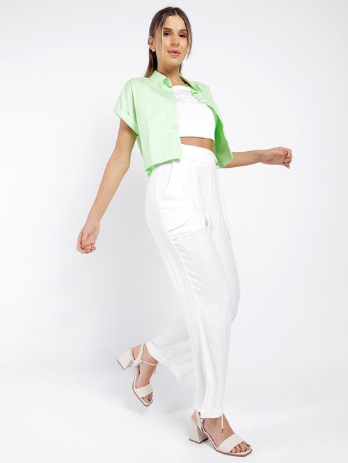 Camisa Cropped Autentique Feminina Verde Claro